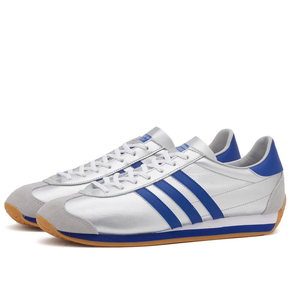 Adidas Silver metallic and Blue Country OG Sneakers sz 39.5/women 8.5/men 6.5
